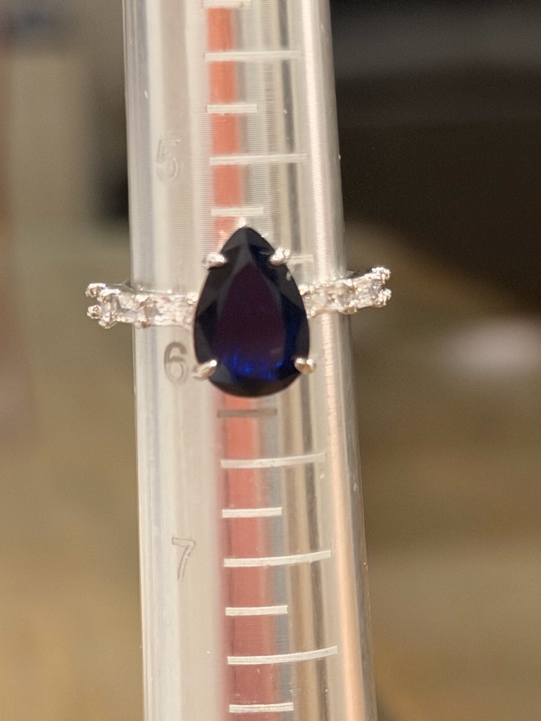 Bomb Party Nwot! Sterling Silver Teardrop Blue Sapphire Ring With Pav Band
